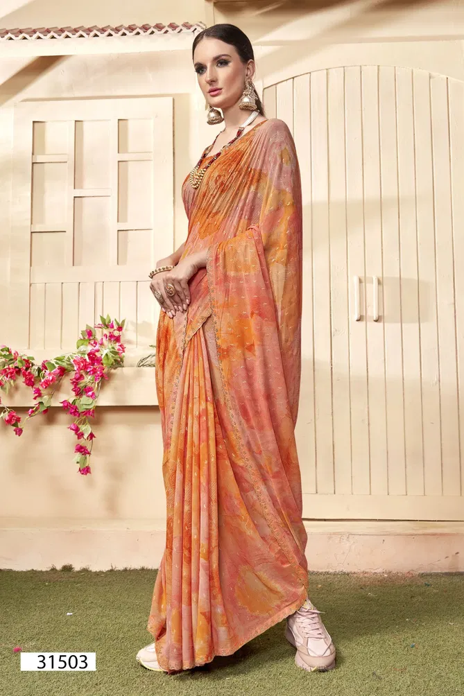 Sansiddhi By Vallabhi Geprgette Printed Sarees Wholesale Market In Surat